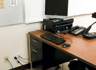 wallplates installed next to the teacher's desk