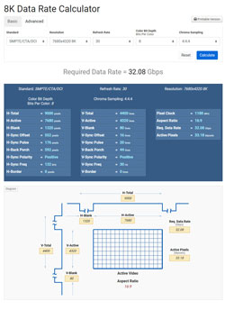 8K Data Rate Calculator screenshot