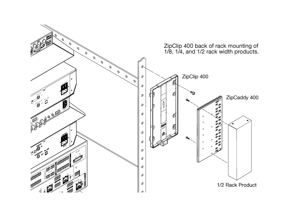 ZipClip 400 with Half-rack Width Product Diagram