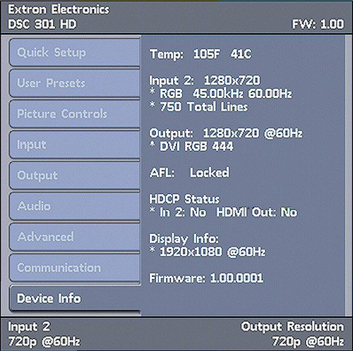 Device info OSD