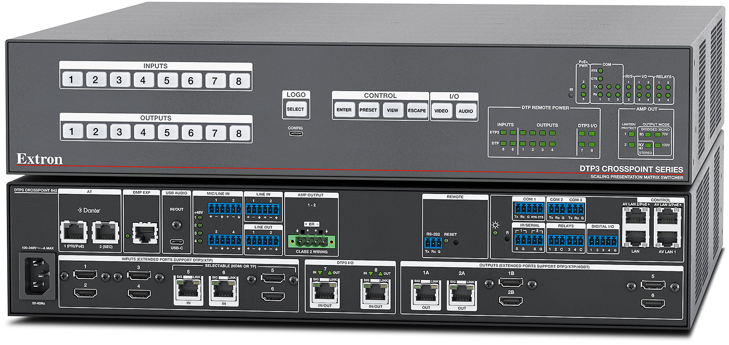 DTP3 CrossPoint 642 IPCP A - with control processor and 200 watt configurable power amplifier