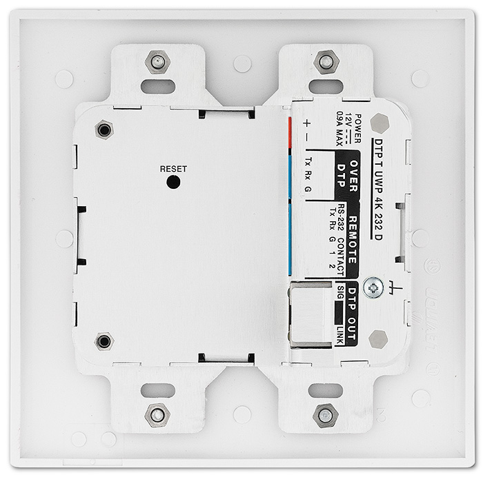 DTP T UWP 4K 232 D White - Rear<br /><span class="text-error small-text">Extron XTP DTP 24 shielded twisted pair cable is strongly recommended</span>