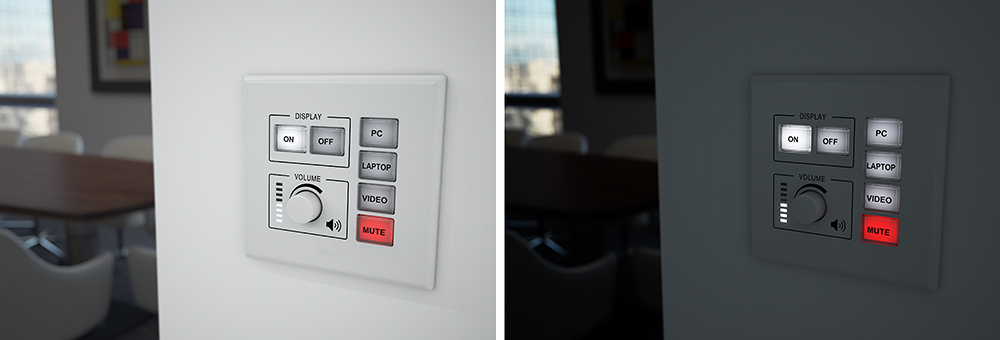 Backlit buttons provide easy operation in low-light environments