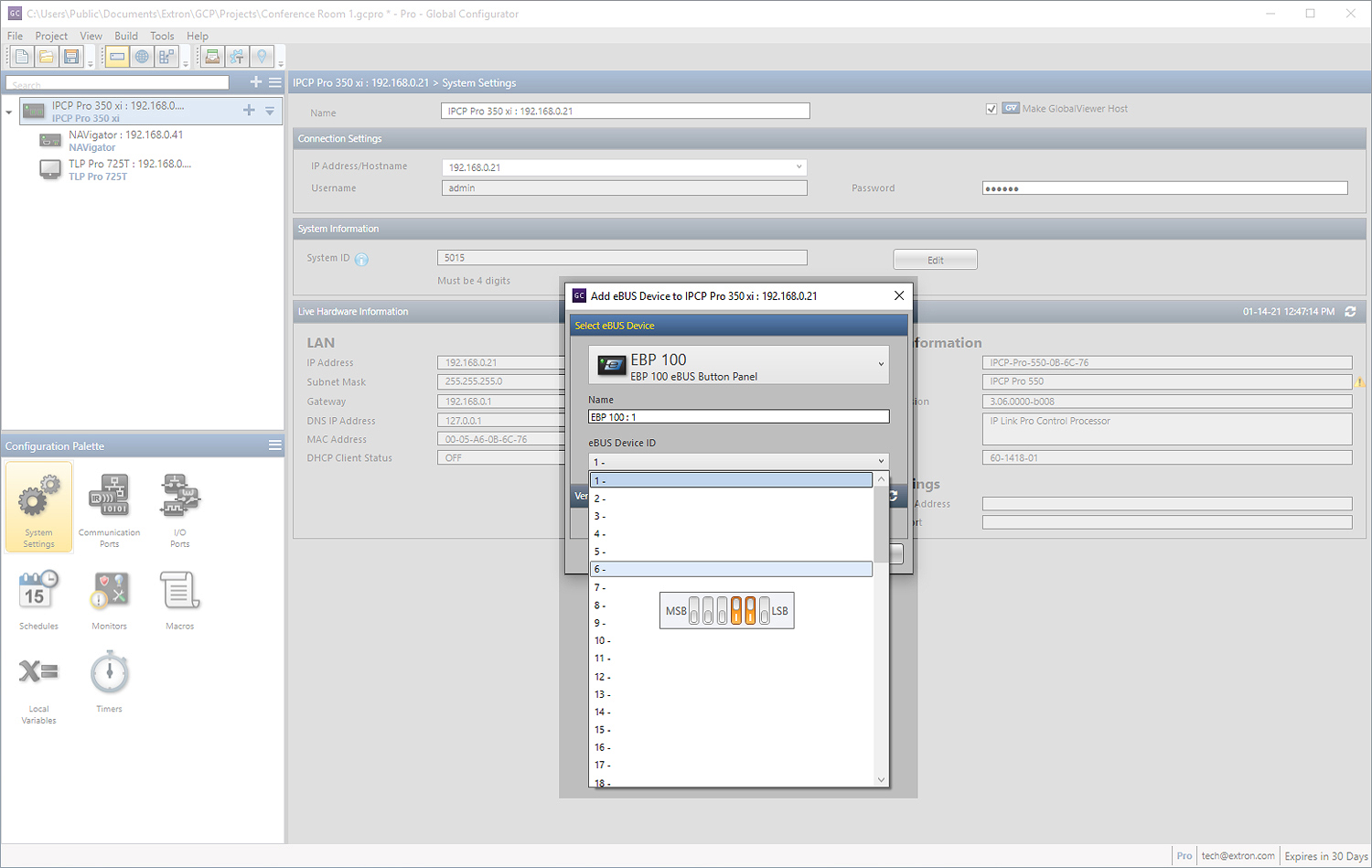 eBUS device selection