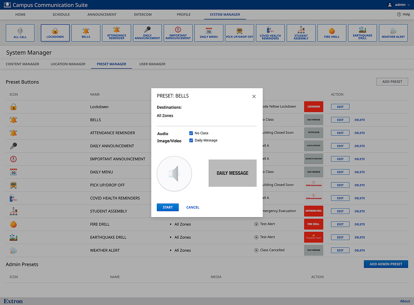 Preset – Daily Bell Schedules