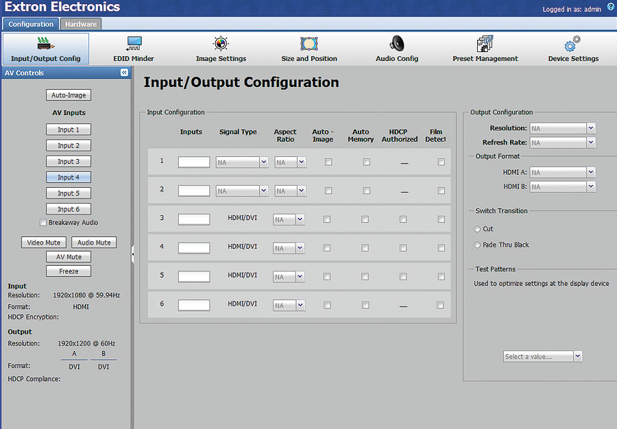 I/O Configuration Web Page