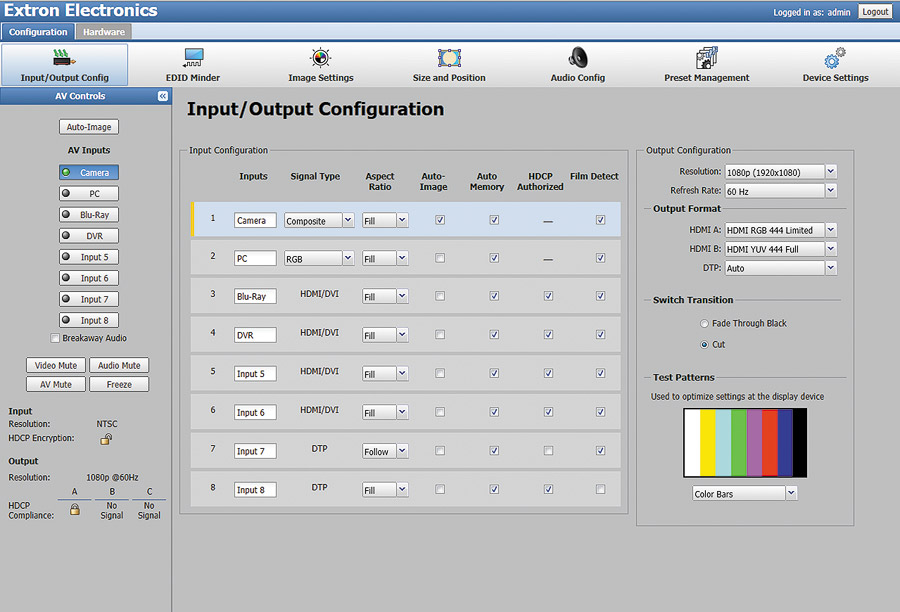 I/O Configuration Web Page