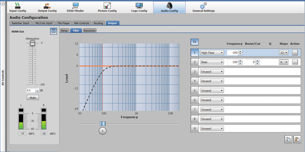 PCS Audio DSP Configuration Screen