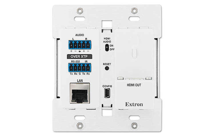 XTP R HWP 201 4K White (Front without plate)<p class="text-error small-text">Extron XTP DTP 24 shielded twisted pair cable is strongly recommended</p>