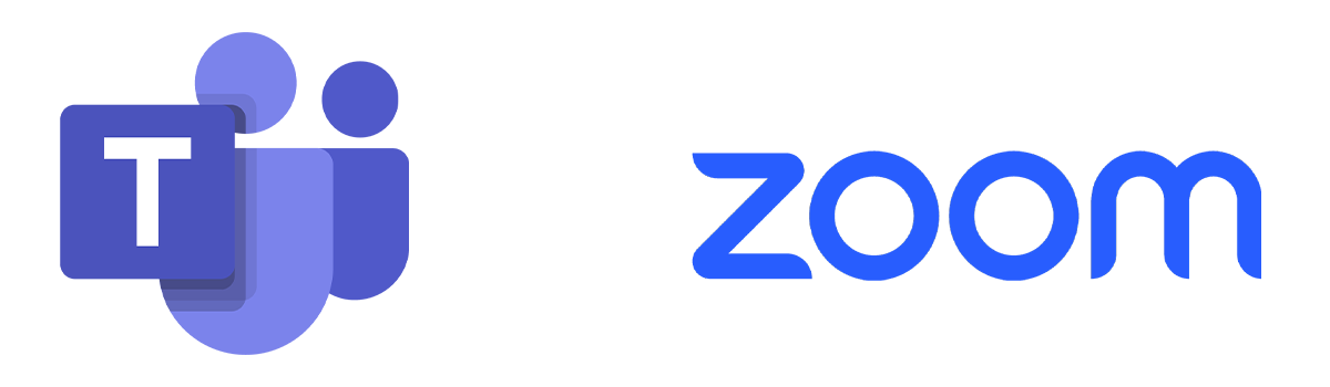 Microsoft Teams logo and Zoom logo