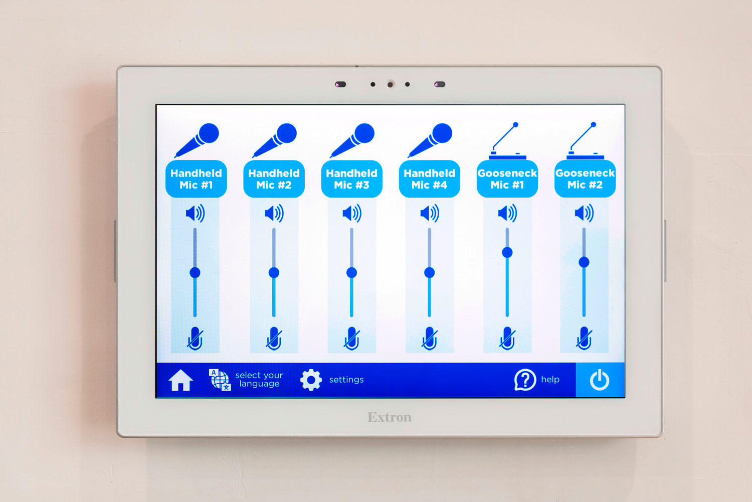 Microphone selection in a large meeting room is just as easy as in the board rooms.