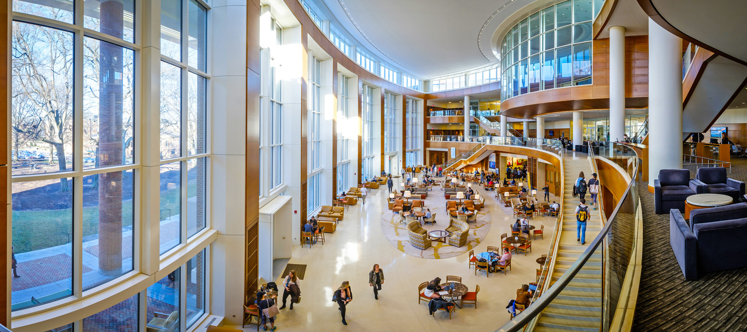 Wake Forest University’s Farrell Hall is the 130,000 square foot home of the School of Business. It was built in 2013 with a goal of integrating state-of-the-art technology with flexible meeting spaces, classrooms, and dedicated social spaces. In a 3-year project begun in 2021, the building’s AV systems underwent an extensive refresh to stay true to that goal by incorporating the latest in AV over IP technology with Extron NAV Pro AV over IP as the cornerstone of the upgrade.