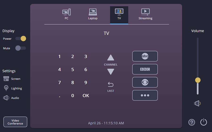 TLP Pro 1025 series TV page with grape background