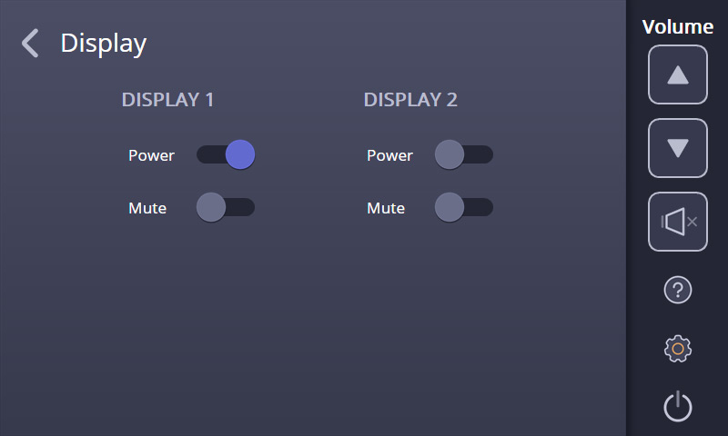 TLP Pro 525 Series Display Settings Page