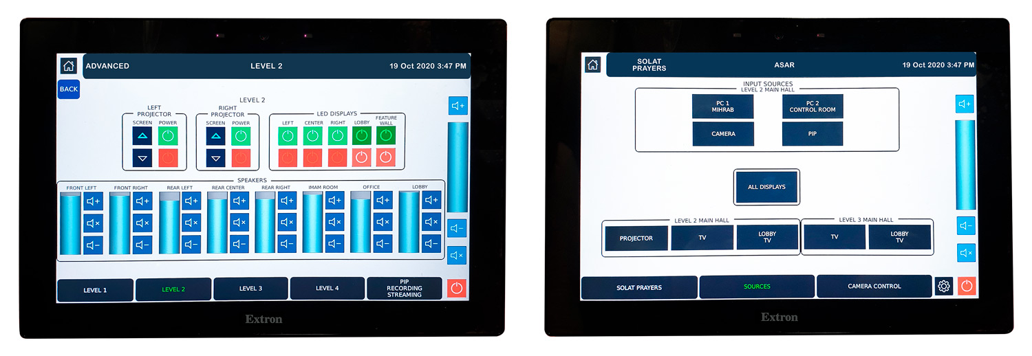 Two touchscreen graphical interfaces