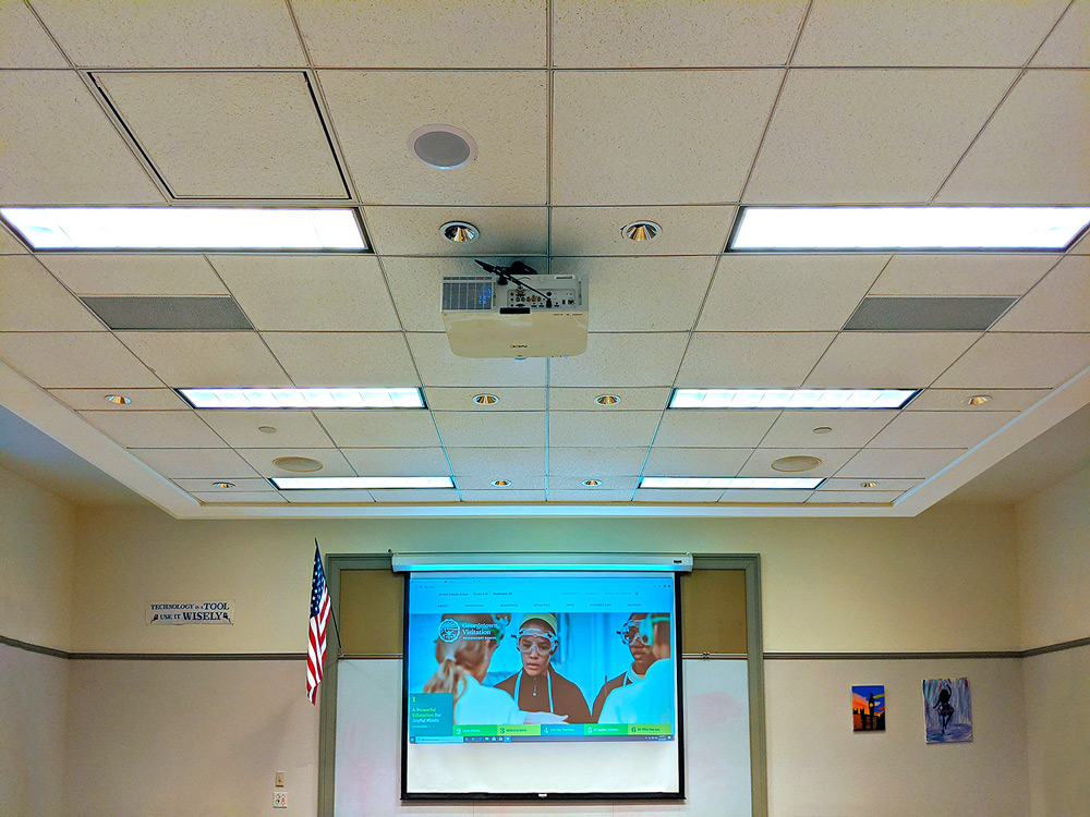 Classroom ceiling with PlenumVault installed