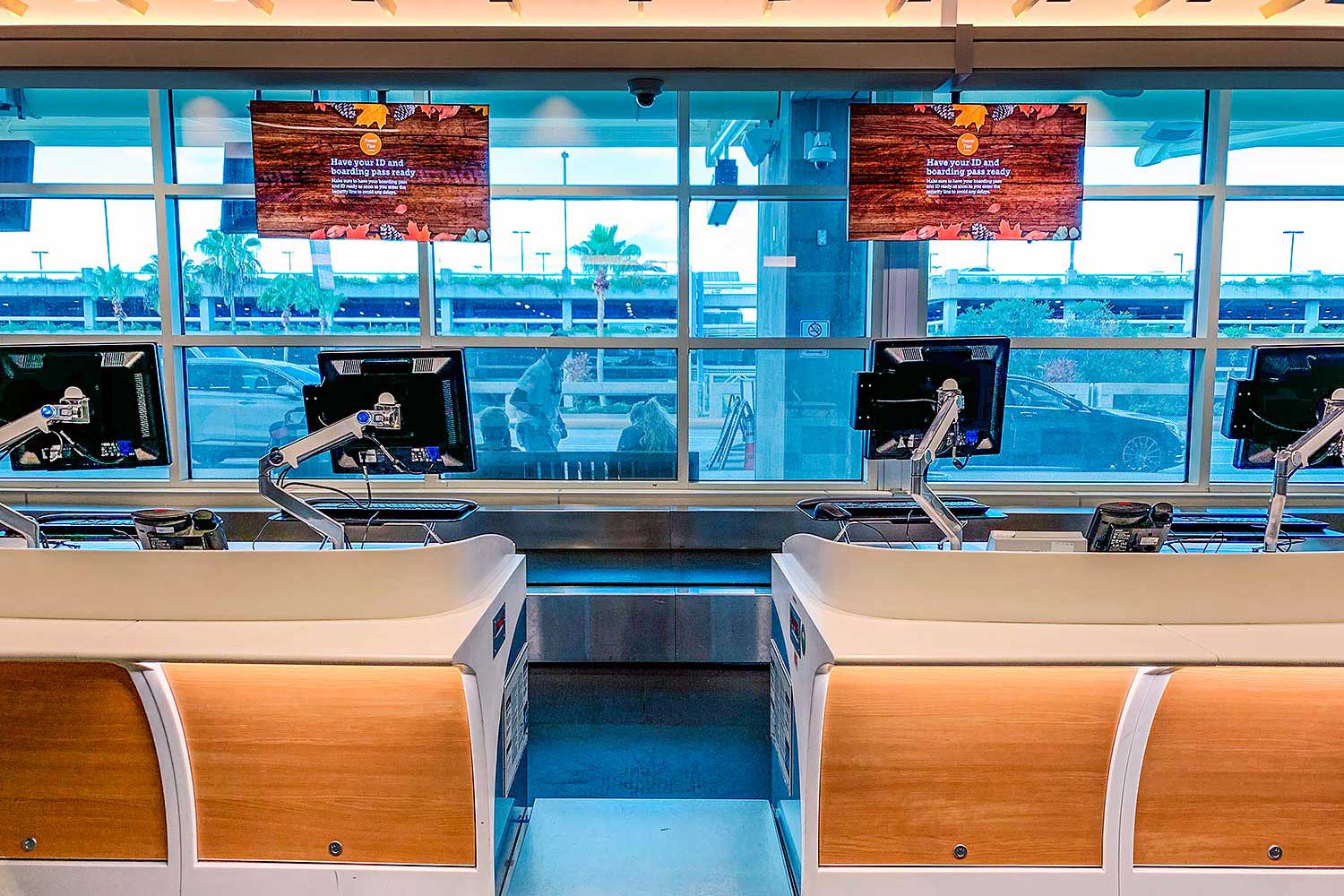 The assignment of ticketing kiosks automatically change to address high-density flight boarding pass distribution.