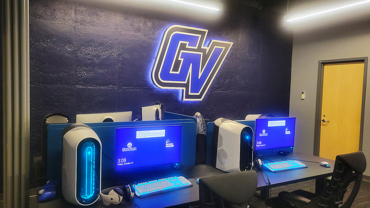 Pods are arranged with between three and 10 gaming stations, allowing students to play head to head or within their own esports world.