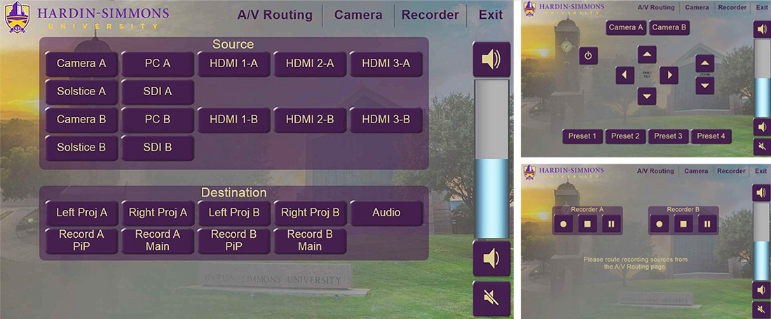 Three user interfaces of the TLP Pro 1025M 10" TouchPanels