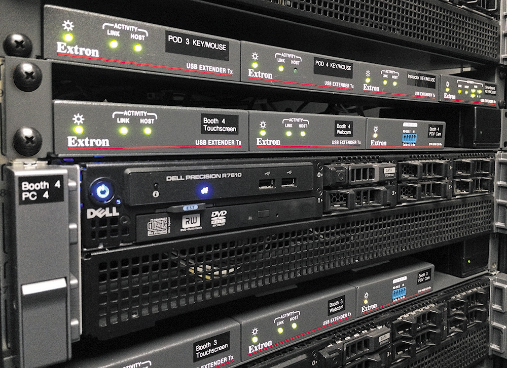 An Extron SMX System MultiMatrix with USB matrix boards and USB Extender