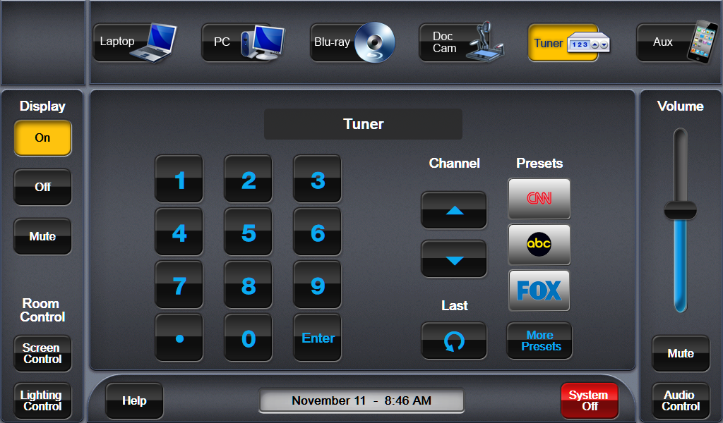 Gui template tuner face screen