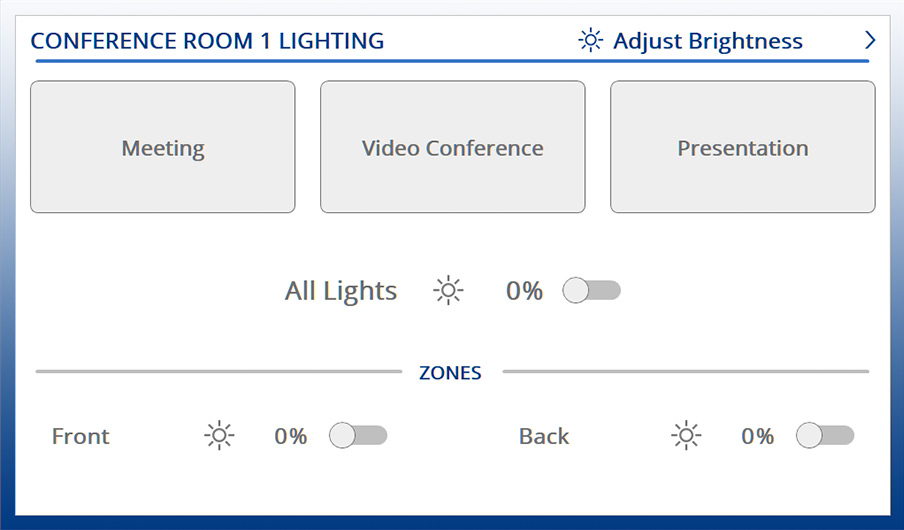 User interface of Conference Room lighting with all lights off