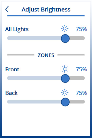 User interface of brightness adjusted to 75 percent