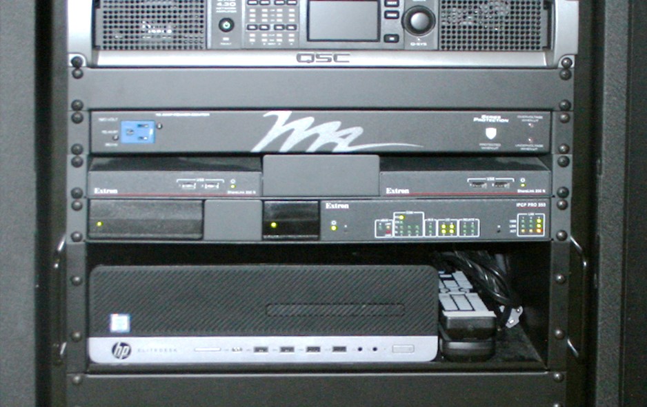 An Extron XTP II CrossPoint 3200 matrix switcher