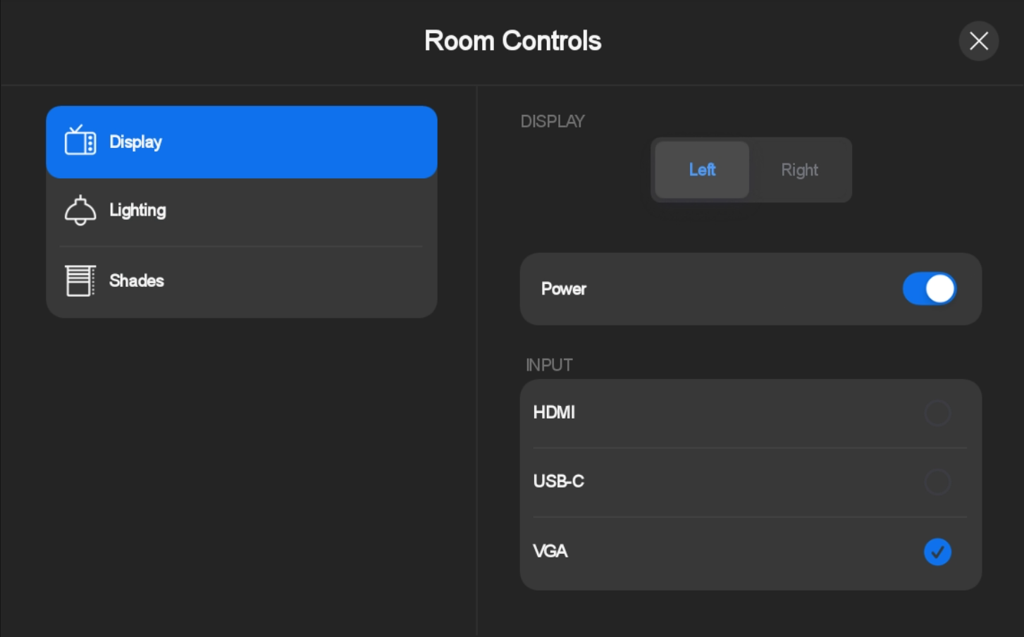 Extron Control for Poly Touch Controller - Dark Theme Display Page