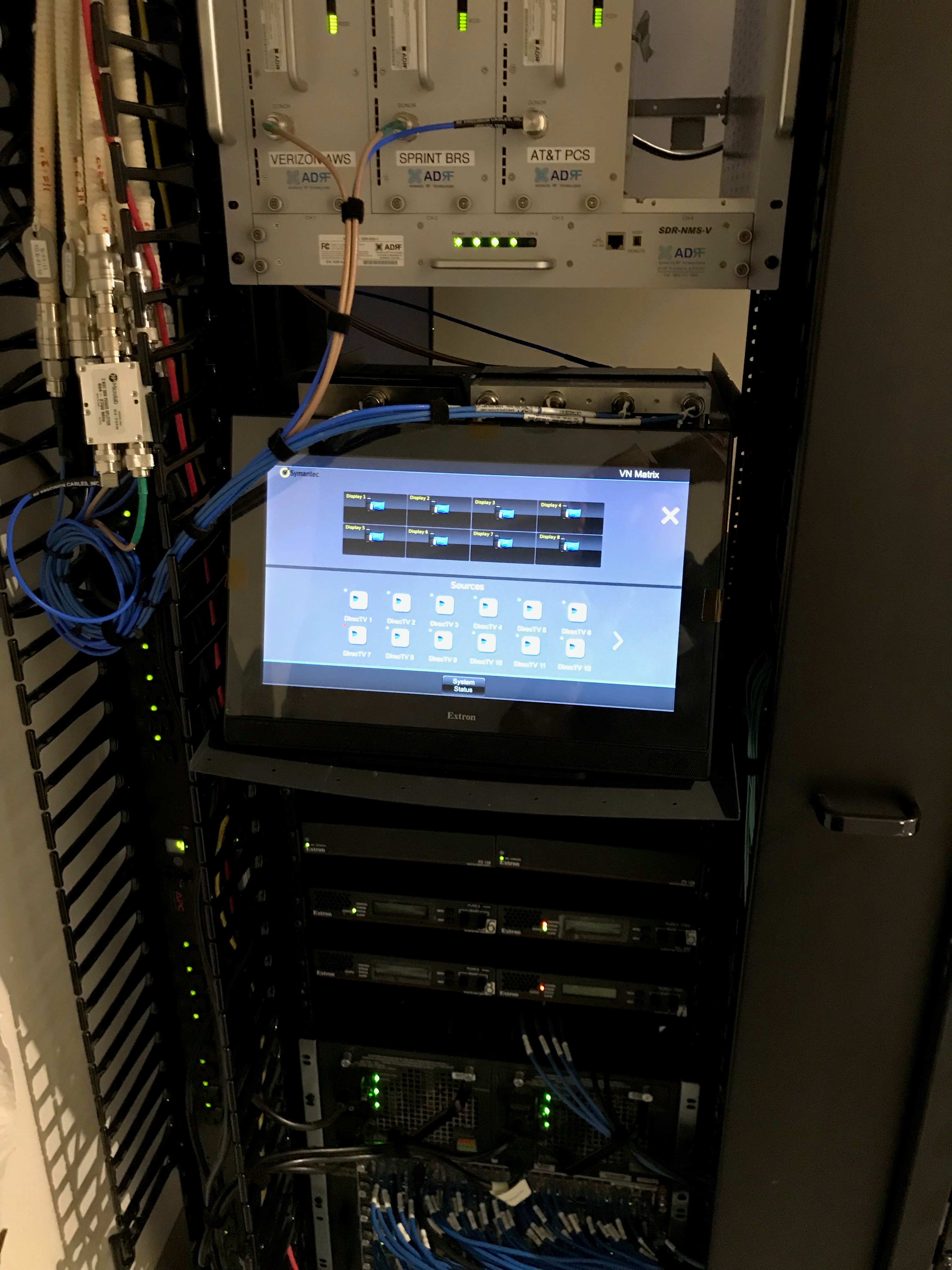 AV system control is managed using an Extron TLP Pro 1720TG 17” TouchLink Pro Touchpanel connected to a rack-mounted IP Link® Pro 350 control processor.