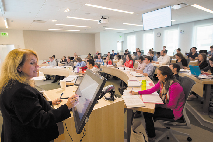 Classroom with professor and students