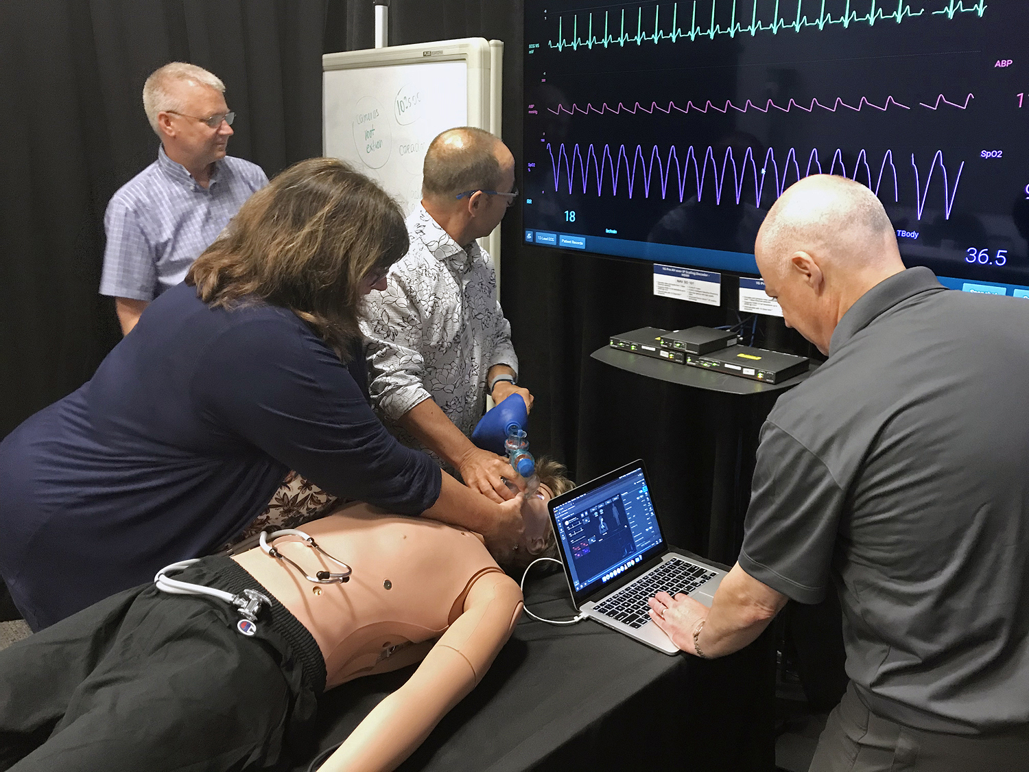 Instructors who prefer a laptop to a tablet may connect to the system over HDMI using one of the connections on the headboard.