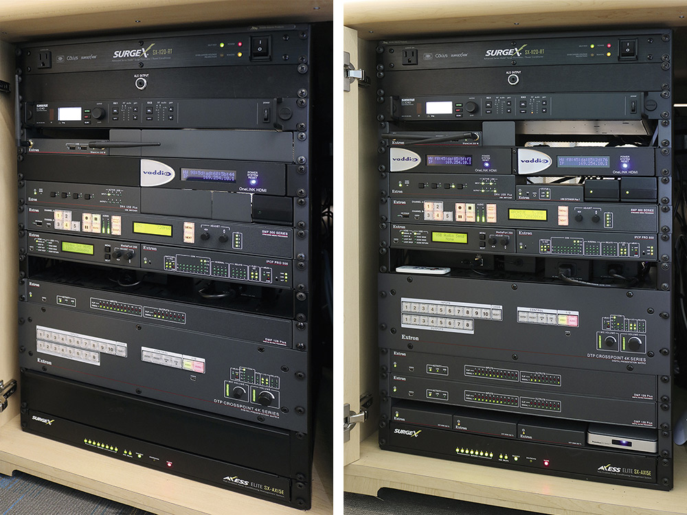 Two instructor podium AV racks