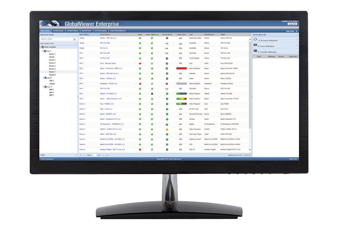 Computer monitor display showing the user interface of the GlobalViewer Enterprise software