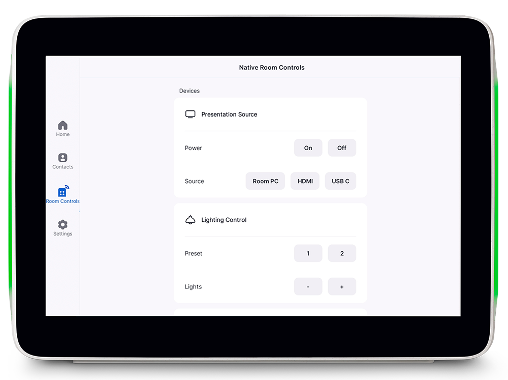 Touchpanel with Native Room Controls