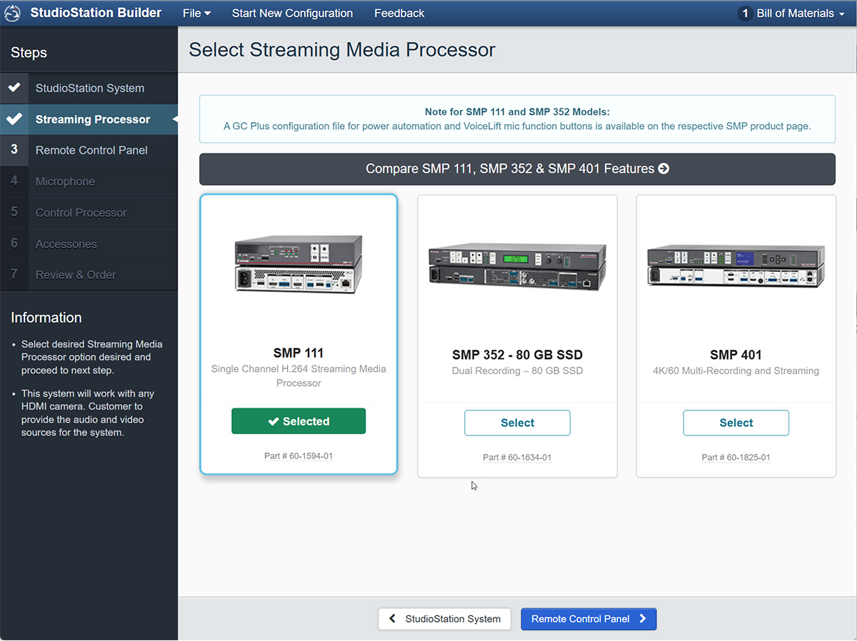 Select the desired streaming media processor.
