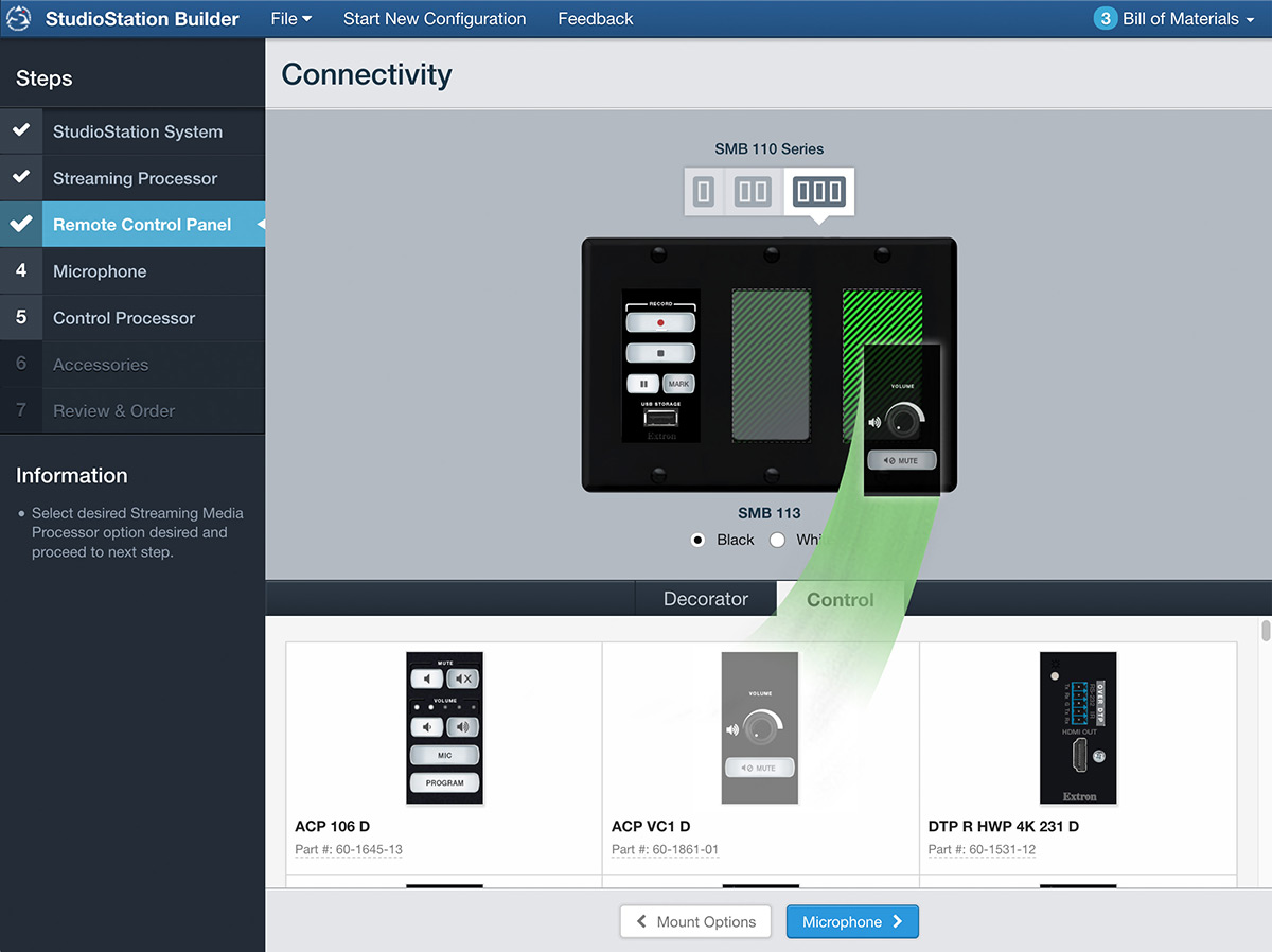 Quickly configure the studio station enclosure with the desired functionality.