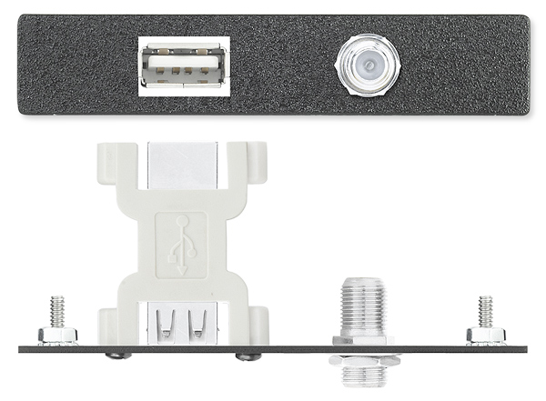 One USB A Female to Female Barrel, One F Connector Female to Female Barrel