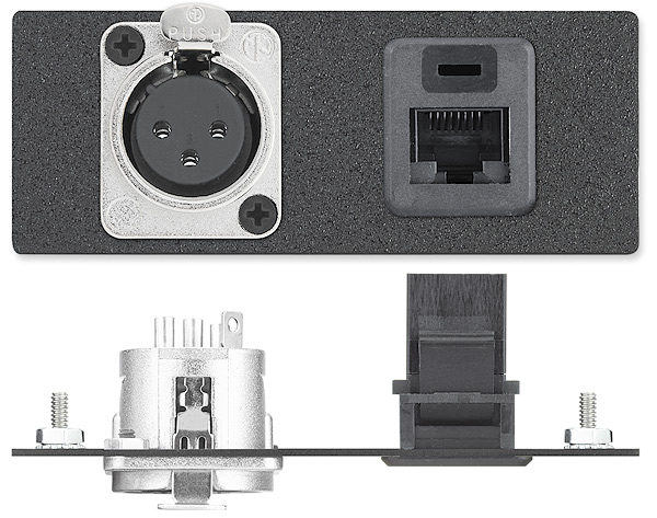 One XLR 3-pin Female to Solder Cups - Neutrik, One RJ-45 Barrel - CAT 5e