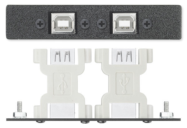 Two USB B Female to USB A Female Adapters