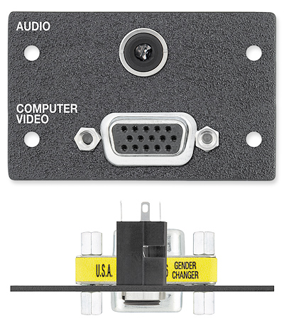 One 15-pin HD Female to Female Gender Changer, One 3.5 mm Stereo Mini Jack to Solder Cups - Black with Silkscreen