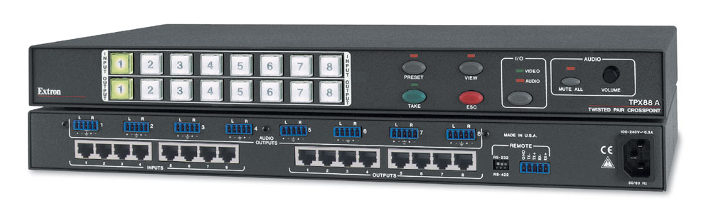 TPX 88 A - Twisted Pair Matrix Switcher w/Audio