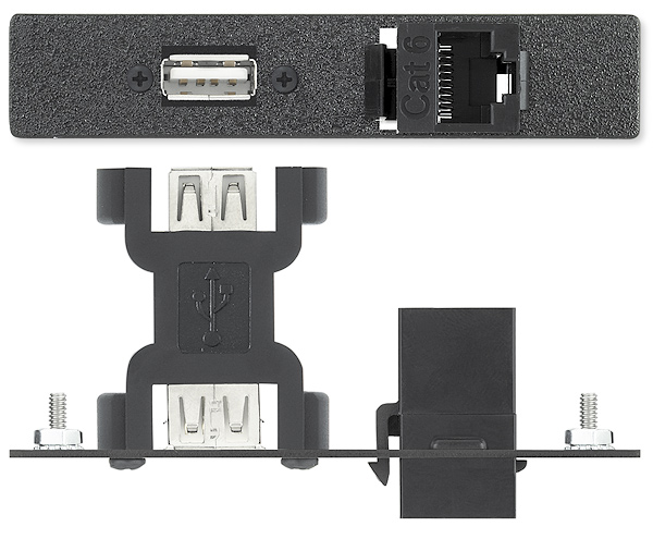 One USB A Female to A Female Barrel, One RJ-45 Female to Female Barrel - Data