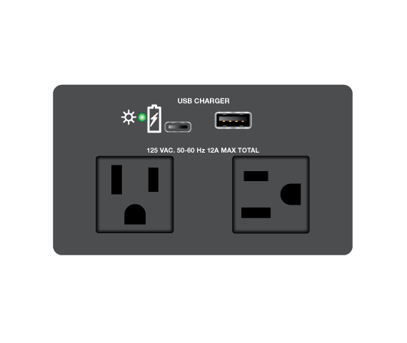 AC+USB 300 Series Power Modules Panel Drawing