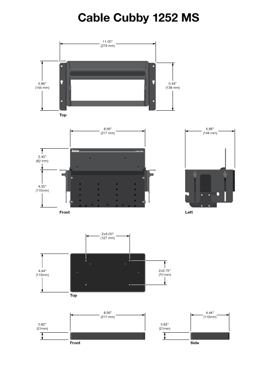 Cable Cubby 1252 MS Panel Drawing