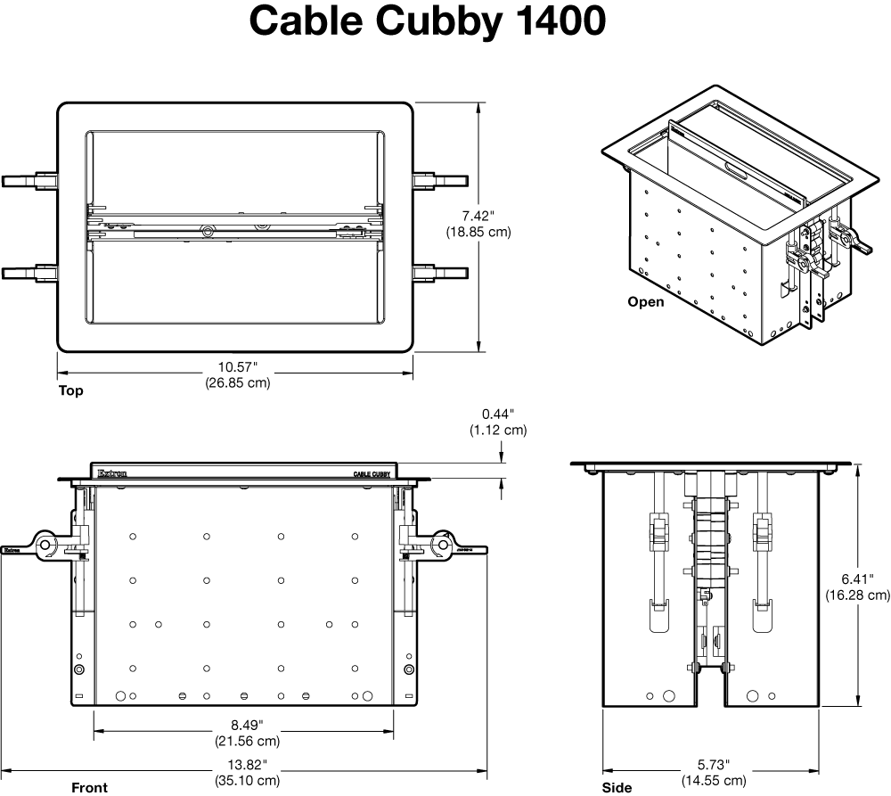 Cable Cubby 1400 Panel Drawing