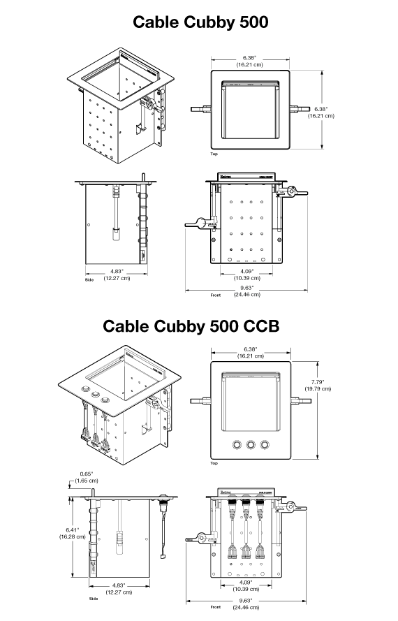 Cable Cubby 500 Panel Drawing