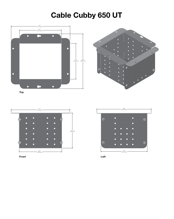 Cable Cubby 650 UT Panel Drawing