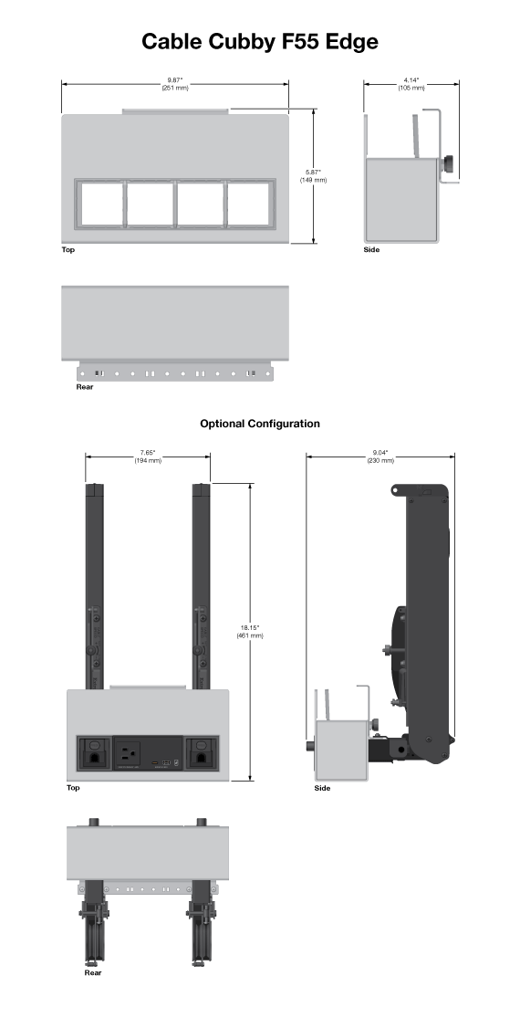 Cable Cubby F55 Edge Panel Drawing