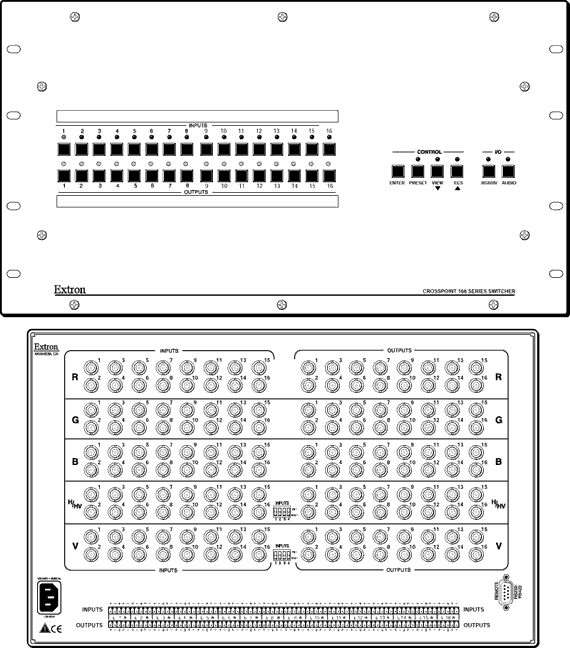 CrossPoint 1616 Matrix Switchers Panel Drawing